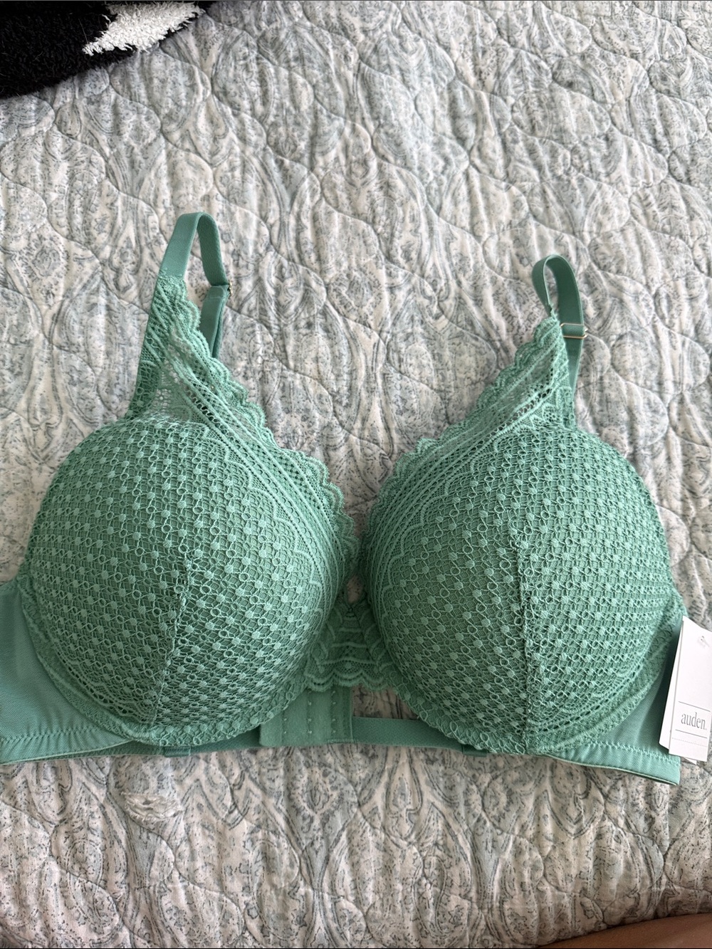 Lace Overlay Mint Green T-Shirt Push-Up Bra